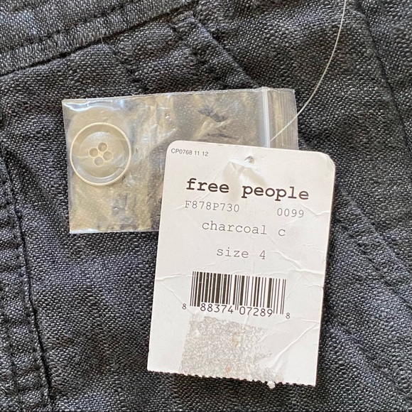 FREE PEOPLE 100% Linen, Cuffed Shorts in Charcoal Sz 4 NWT - Picture 4 of 6